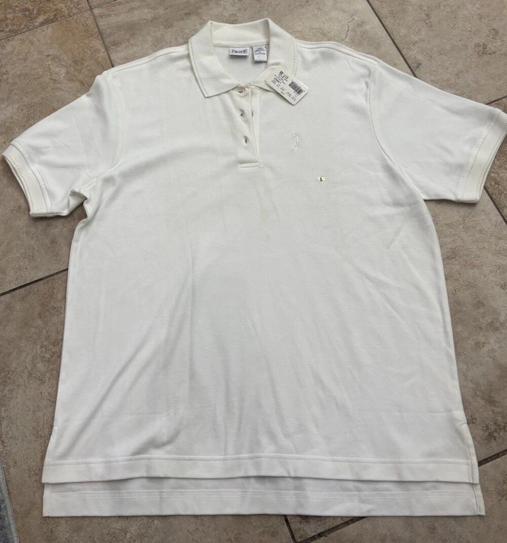 Izod‎ Men’s White Short Sleeve Polo Shirt Large NWT New With Defects Cotton